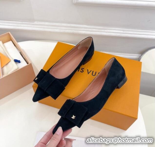 Unique Style Louis Vuitton Blossom Flat Ballerinas in Suede Black 1ACART