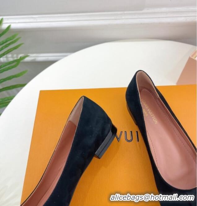 Unique Style Louis Vuitton Blossom Flat Ballerinas in Suede Black 1ACART