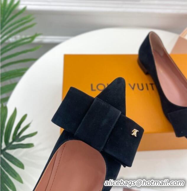 Unique Style Louis Vuitton Blossom Flat Ballerinas in Suede Black 1ACART