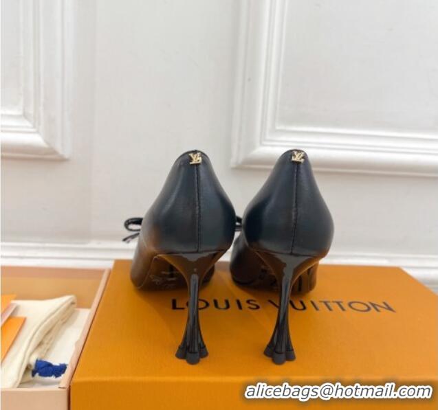 Luxury Louis Vuitton Blossom Pumps with Bow 8cm in Calf Leather Black 1ACART