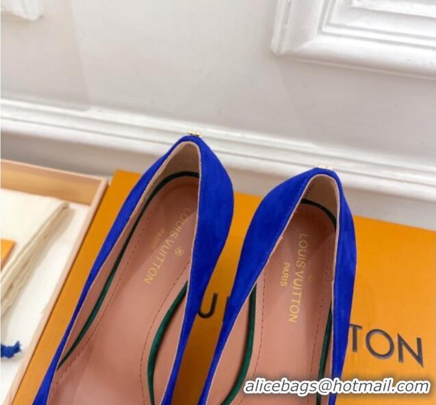 Popular Style Louis Vuitton Blossom Pumps with Bow 8cm in Suede Blue/Green 1ACART