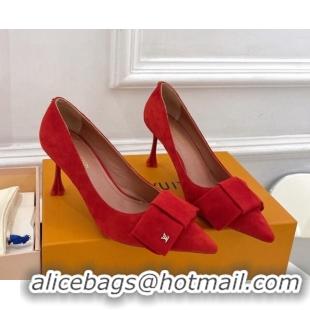 Best Product Louis Vuitton Blossom Pumps with Bow 8cm in Suede Red 1ACART