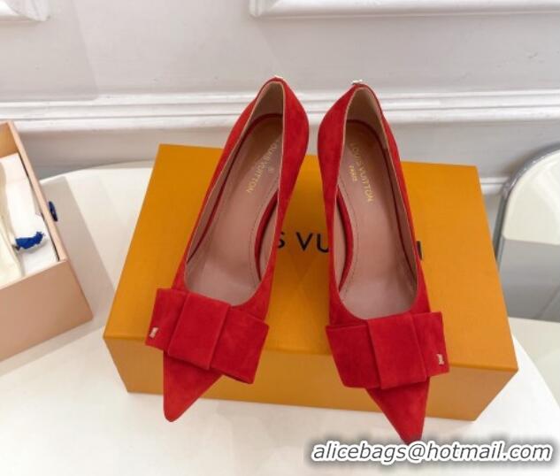 Best Product Louis Vuitton Blossom Pumps with Bow 8cm in Suede Red 1ACART