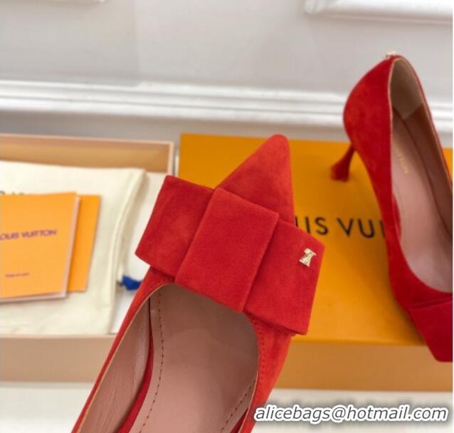 Best Product Louis Vuitton Blossom Pumps with Bow 8cm in Suede Red 1ACART