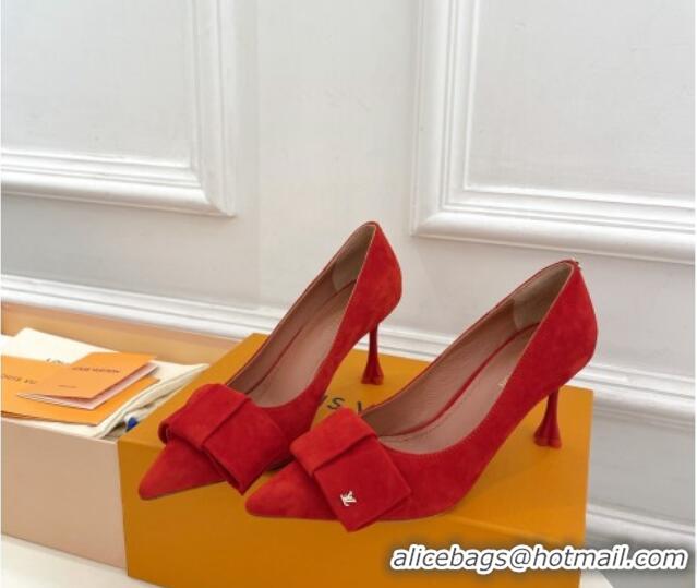 Best Product Louis Vuitton Blossom Pumps with Bow 8cm in Suede Red 1ACART