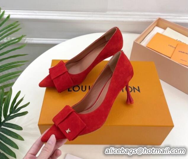 Best Product Louis Vuitton Blossom Pumps with Bow 8cm in Suede Red 1ACART