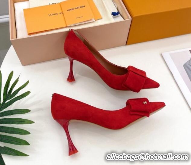 Best Product Louis Vuitton Blossom Pumps with Bow 8cm in Suede Red 1ACART