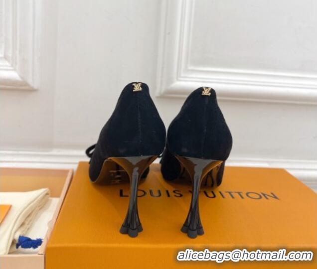 Good Quality Louis Vuitton Blossom Pumps with Bow 8cm in Suede Black 1ACART