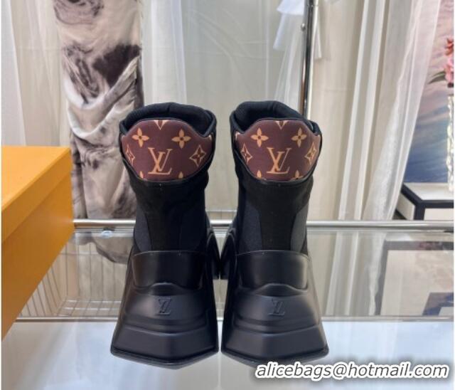 Pretty Style Louis Vuitton LV Archlight 2.0 Platform Ankle Boot in Suede and Fabric Black 1ABI1J