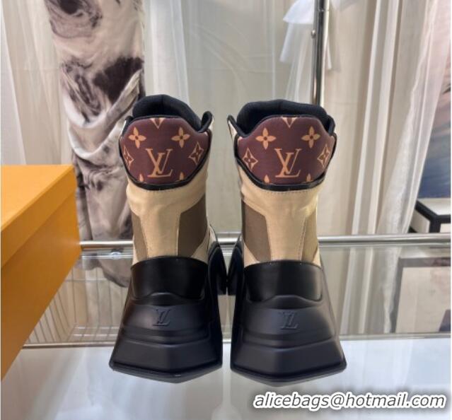 Top Grade Louis Vuitton LV Archlight 2.0 Platform Ankle Boot in Suede and Fabric Beige 1ABI1J