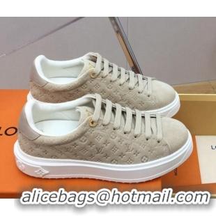 Sophisticated Louis Vuitton Time Out Sneakers in Monogram Suede Beige 1ABR2K 904037