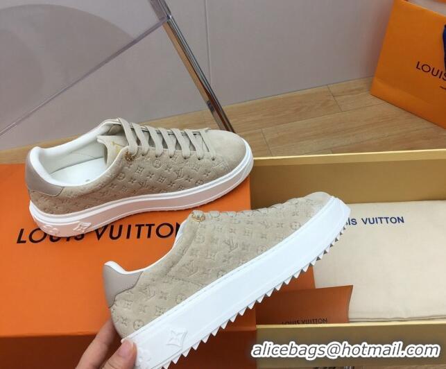 Sophisticated Louis Vuitton Time Out Sneakers in Monogram Suede Beige 1ABR2K 904037