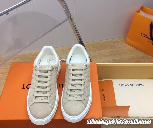 Sophisticated Louis Vuitton Time Out Sneakers in Monogram Suede Beige 1ABR2K 904037