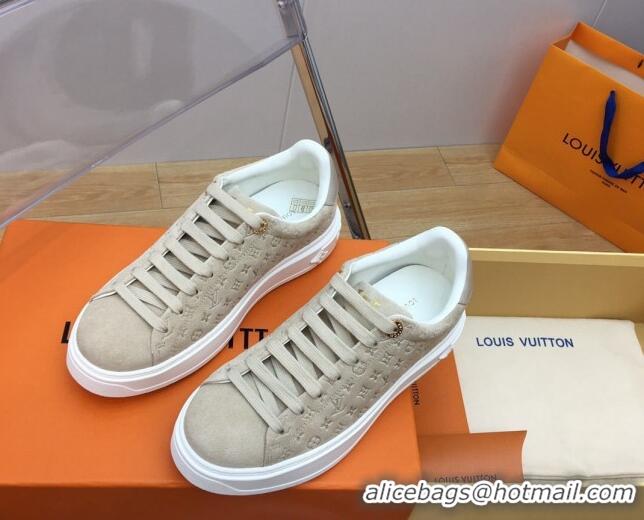 Sophisticated Louis Vuitton Time Out Sneakers in Monogram Suede Beige 1ABR2K 904037