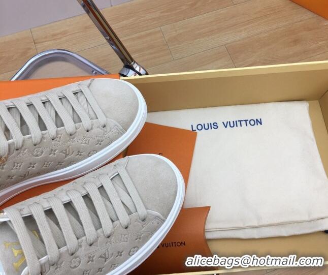 Sophisticated Louis Vuitton Time Out Sneakers in Monogram Suede Beige 1ABR2K 904037