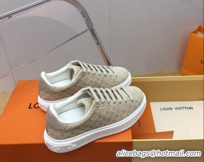 Sophisticated Louis Vuitton Time Out Sneakers in Monogram Suede Beige 1ABR2K 904037