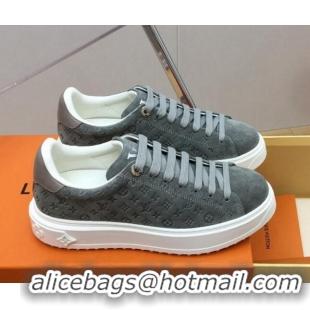 Classic Hot Louis Vuitton Time Out Sneakers in Monogram Suede Grey 1ABR2K