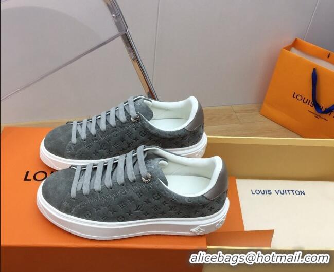 Classic Hot Louis Vuitton Time Out Sneakers in Monogram Suede Grey 1ABR2K