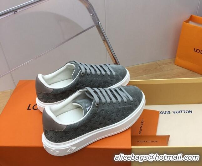 Classic Hot Louis Vuitton Time Out Sneakers in Monogram Suede Grey 1ABR2K