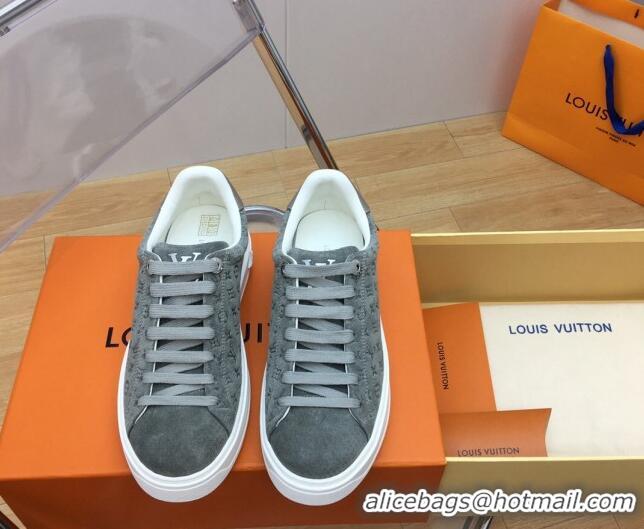 Classic Hot Louis Vuitton Time Out Sneakers in Monogram Suede Grey 1ABR2K