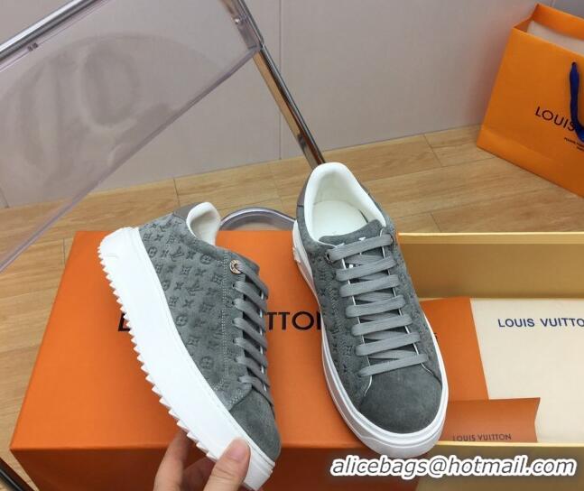 Classic Hot Louis Vuitton Time Out Sneakers in Monogram Suede Grey 1ABR2K