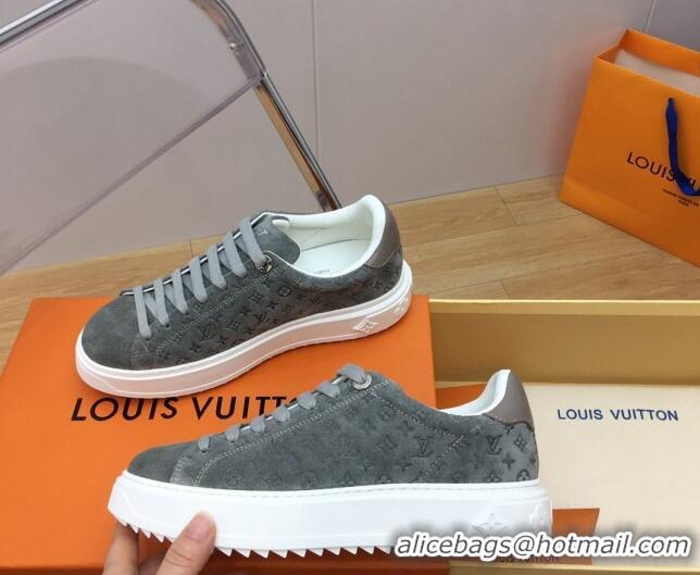 Classic Hot Louis Vuitton Time Out Sneakers in Monogram Suede Grey 1ABR2K