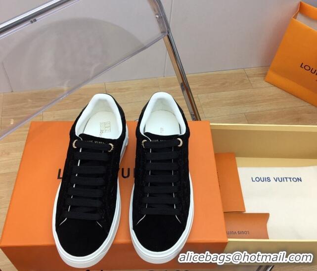 Low Cost Louis Vuitton Time Out Sneakers in Monogram Suede Black 1ABR2K 904039