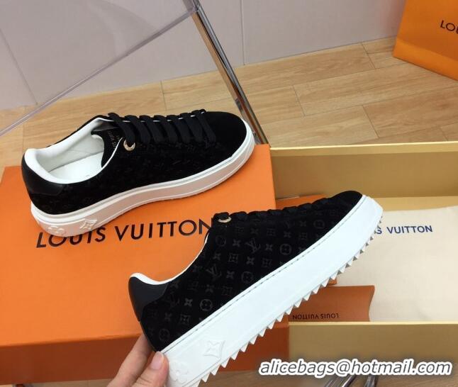 Low Cost Louis Vuitton Time Out Sneakers in Monogram Suede Black 1ABR2K 904039