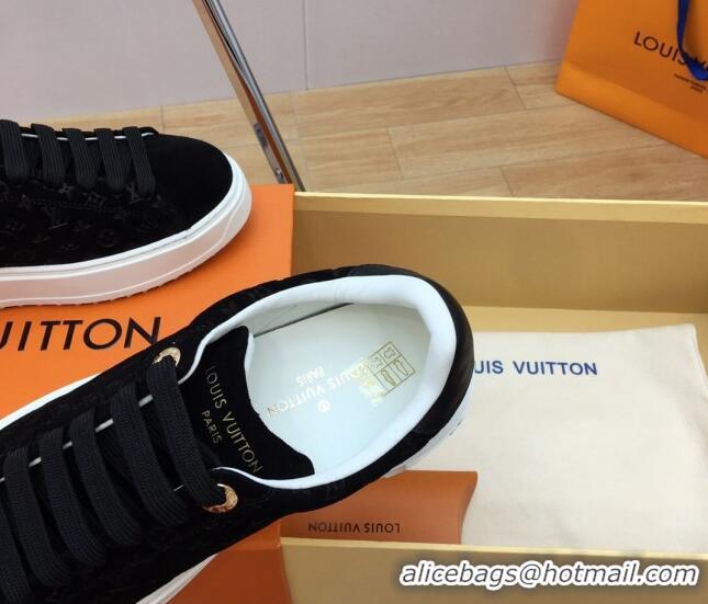 Low Cost Louis Vuitton Time Out Sneakers in Monogram Suede Black 1ABR2K 904039