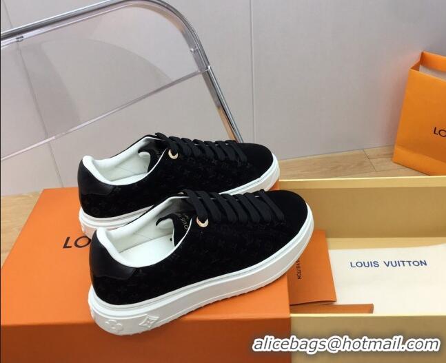 Low Cost Louis Vuitton Time Out Sneakers in Monogram Suede Black 1ABR2K 904039