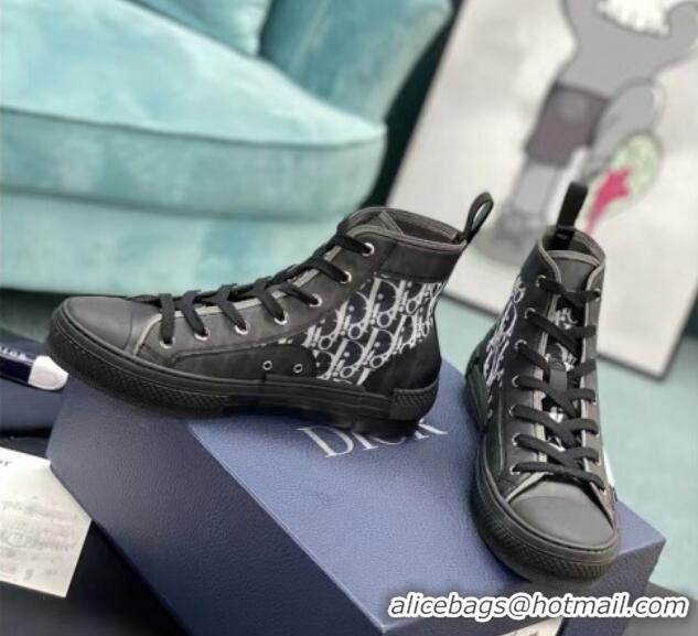 Modern Dior B23 High-top Sneakers in White Dior Oblique Canvas Black 236222