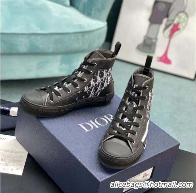 Modern Dior B23 High-top Sneakers in White Dior Oblique Canvas Black 236222