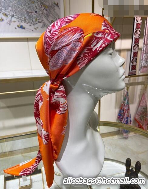 New Style Hermes Tulipomanie Silk Square Scarf 90cm H3020 Orange 2023