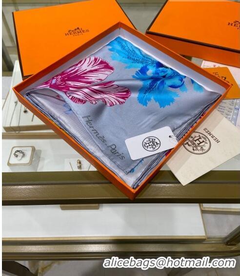 Top Quality Hermes Tulipomanie Silk Square Scarf 90cm H3020 Grey 2023