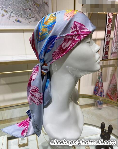 Top Quality Hermes Tulipomanie Silk Square Scarf 90cm H3020 Grey 2023