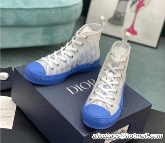 Stylish Dior B23 High-top Sneakers in Blue/White Dior Oblique Canvas 236221