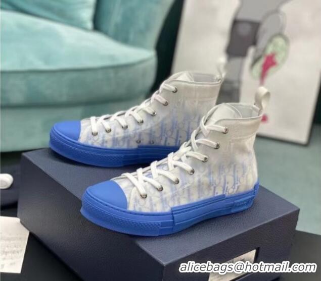 Stylish Dior B23 High-top Sneakers in Blue/White Dior Oblique Canvas 236221