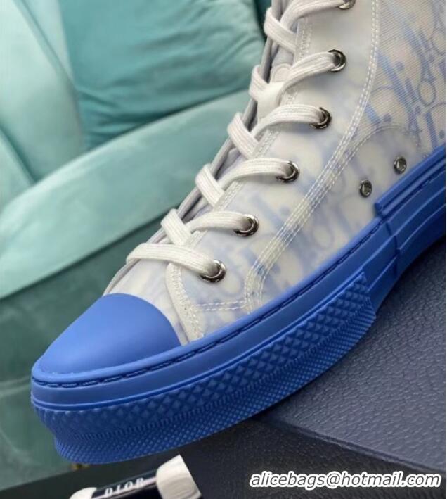 Stylish Dior B23 High-top Sneakers in Blue/White Dior Oblique Canvas 236221