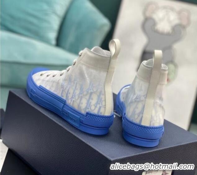 Stylish Dior B23 High-top Sneakers in Blue/White Dior Oblique Canvas 236221