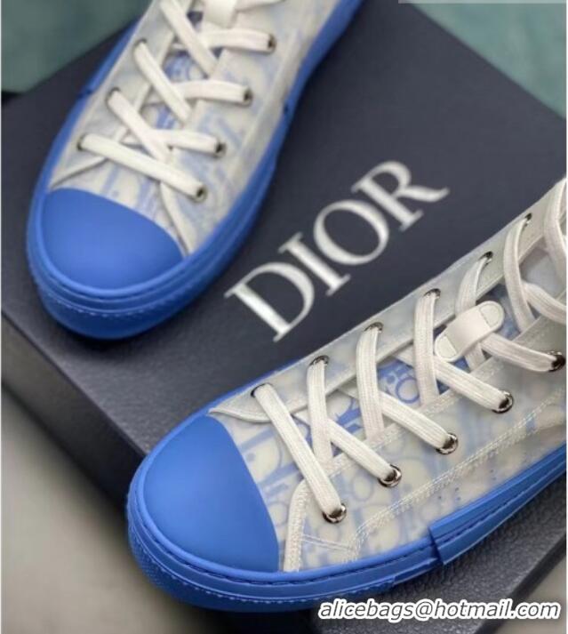 Stylish Dior B23 High-top Sneakers in Blue/White Dior Oblique Canvas 236221