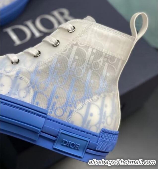 Stylish Dior B23 High-top Sneakers in Blue/White Dior Oblique Canvas 236221