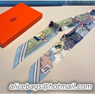 Super Quality Hermes WOW Twilly Silk Bandeau Scarf 5x86cm H3039 Light Blue 2023