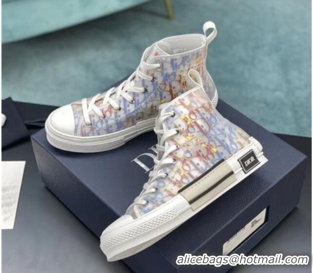 Discount Dior B23 High-top Sneakers in Blue/Red/Yellow Dior Oblique Canvas 236222