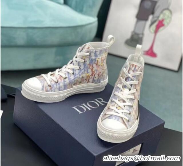 Discount Dior B23 High-top Sneakers in Blue/Red/Yellow Dior Oblique Canvas 236222