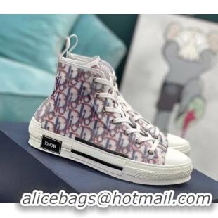 Most Popular Dior B23 High-top Sneakers in Blue/Red Dior Oblique Canvas 236217