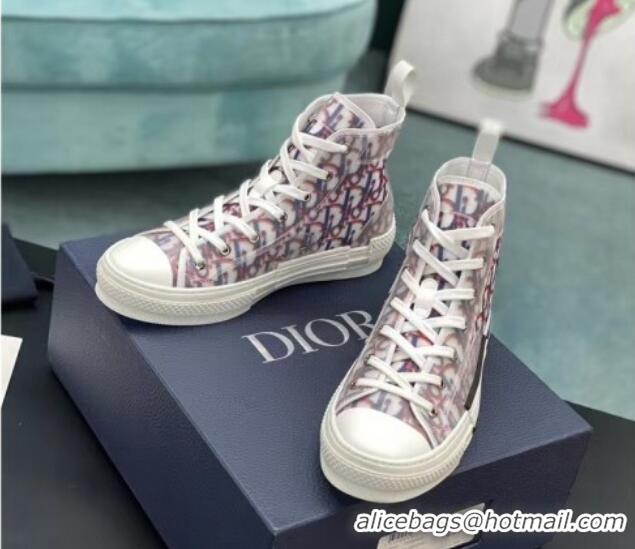 Most Popular Dior B23 High-top Sneakers in Blue/Red Dior Oblique Canvas 236217