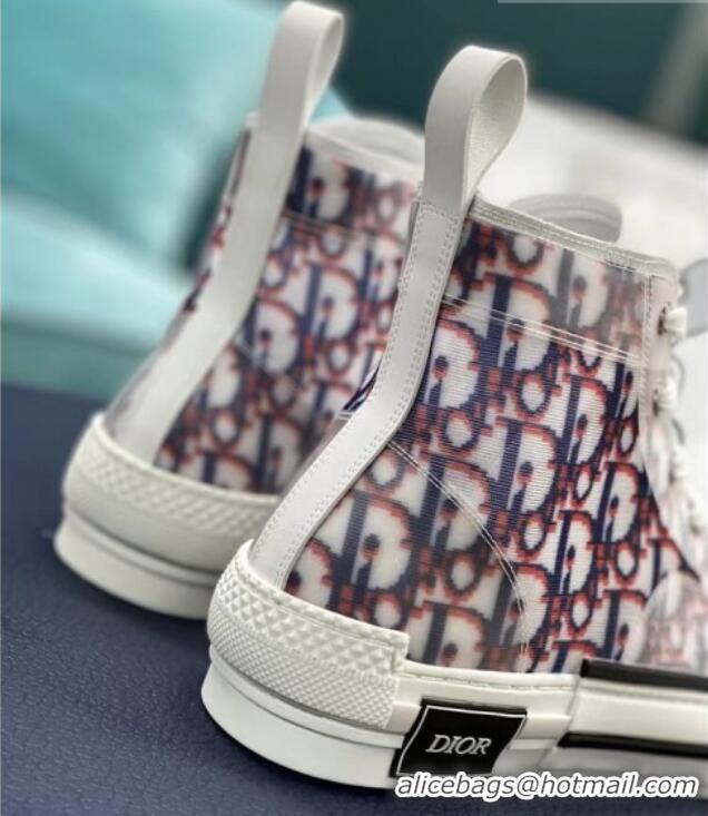 Most Popular Dior B23 High-top Sneakers in Blue/Red Dior Oblique Canvas 236217