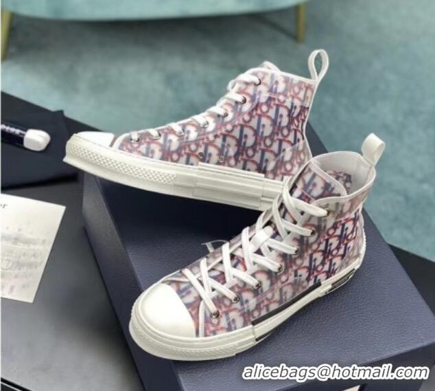 Most Popular Dior B23 High-top Sneakers in Blue/Red Dior Oblique Canvas 236217