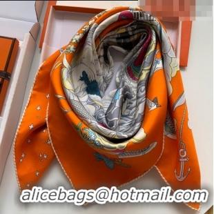 Best Quality Hermes 100% Silk Square Scarf 90x90cm H51628 Orange 2023