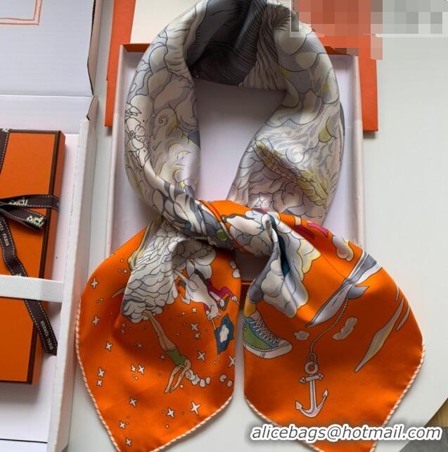 Best Quality Hermes 100% Silk Square Scarf 90x90cm H51628 Orange 2023